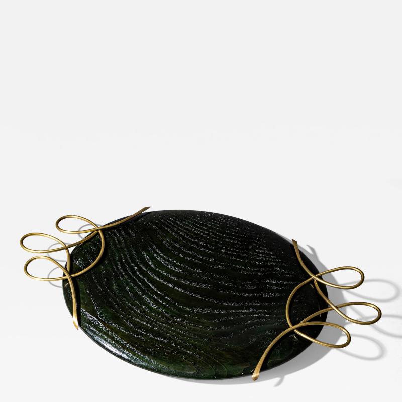 Centerpiece Wood and Brass Italy Mid 20th Century