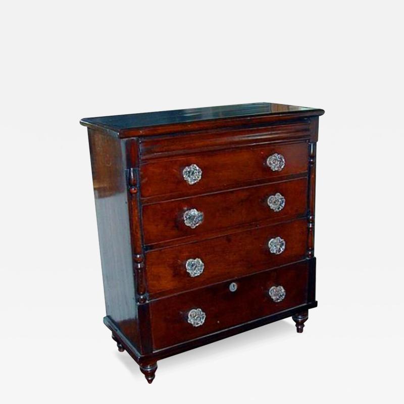 Century Italian Empire Fruitwood Ebonized and Parcel Gilt Five Drawer Chest