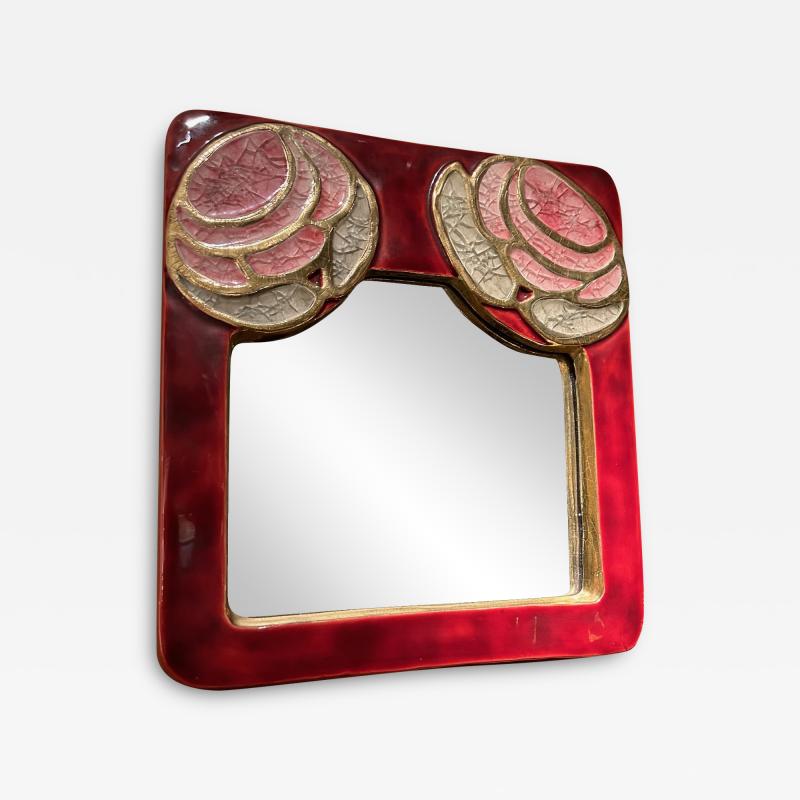 Ceramic Arts D coratifs mirror by Mith Espelt France 1960s