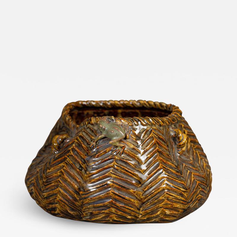 Ceramic Fishing Basket by Ito Tozan 1846 1920 