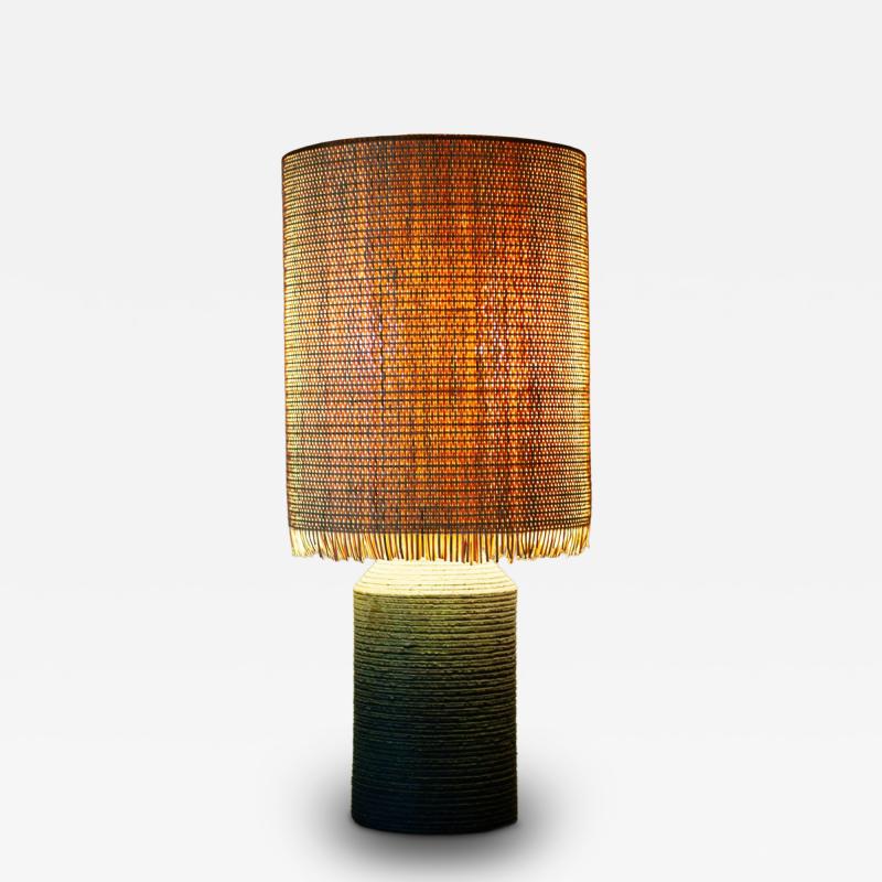 Ceramic Lamp with Raffia Lampshade
