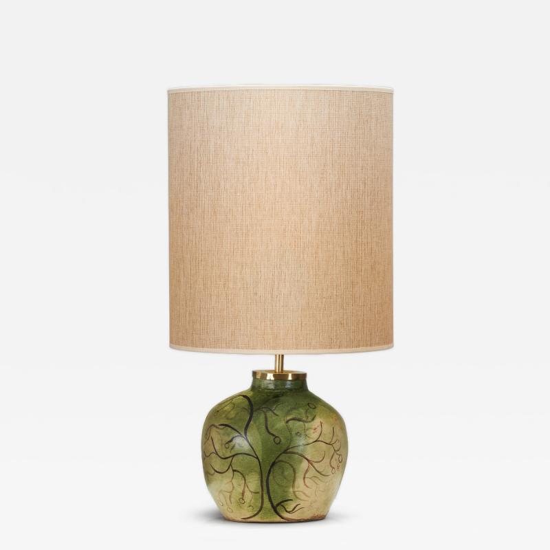 Ceramic Table Lamp with Illustrative Details Europe ca 1960s