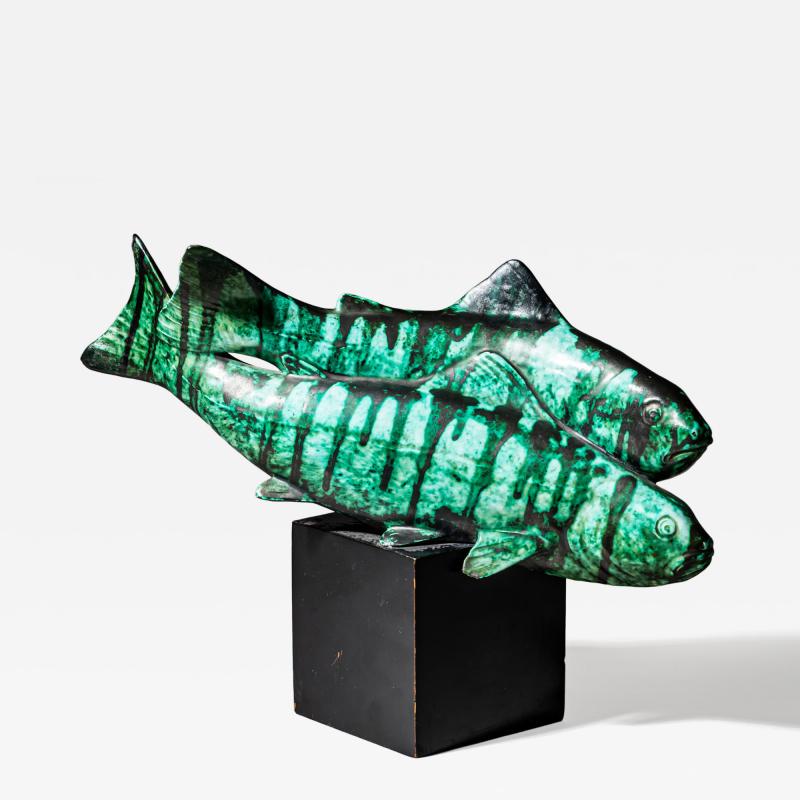 Ceramic Trout with Enameled Surface Italy Mid 20th Century