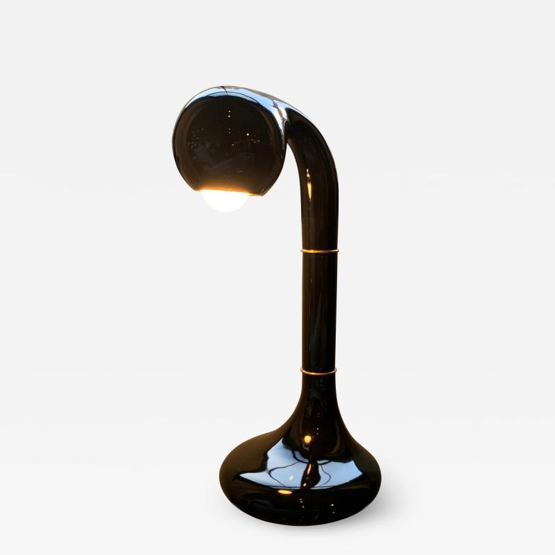 Ceramic and Brass Gloss Black 1 Globe Table Lamp