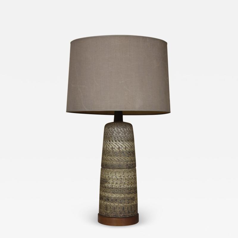 Ceramic and Walnut Table Lamp Designed by Gordon Jane Martz