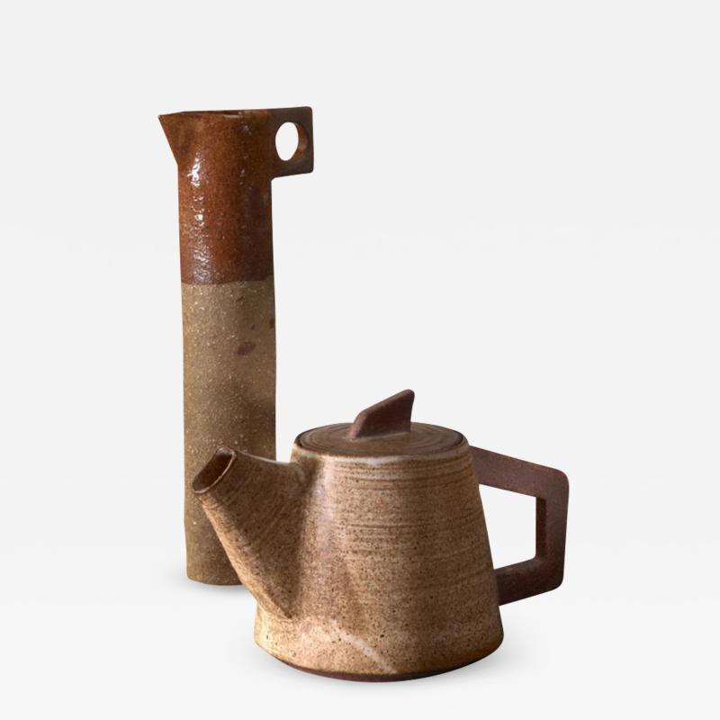 Ceramic pitcher and tea pot France 1960s