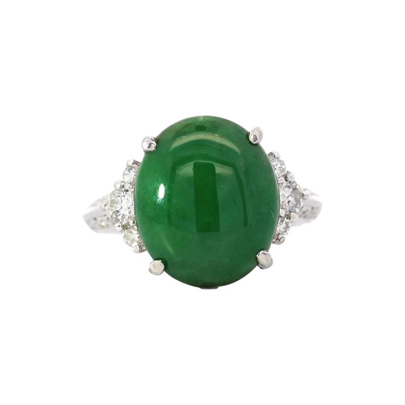 Certified Untreated 8 14 Carat Jadeite Jade A Fei Cui Platinum Ring