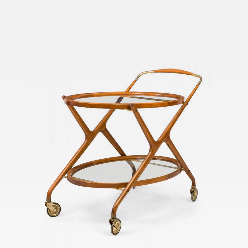 Cesare Lacca Cesare Lacca Italian Mid Century Oval Teak and Brass Serving Trolley