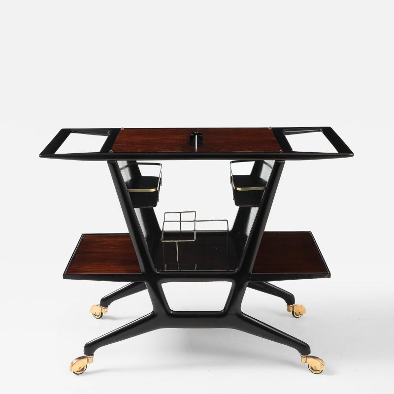 Cesare Lacca Cesare Lacca Modernist Ebonized Wood And Rosewood Bar Cart