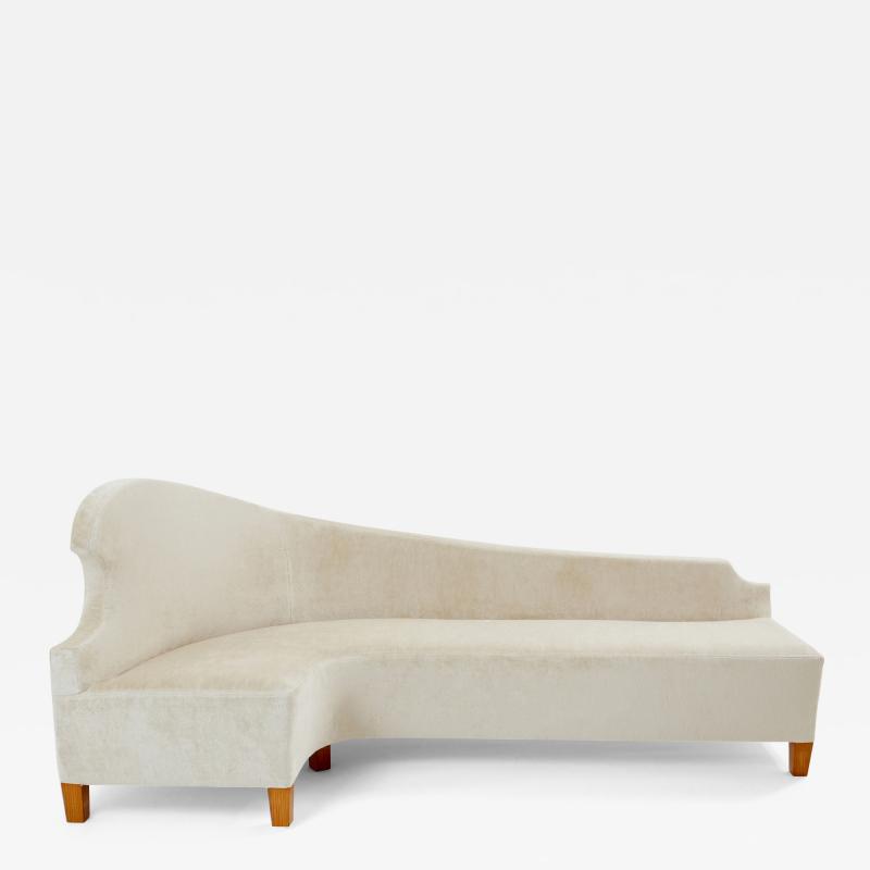 Cesare Lacca Cesare Lacca three seater curved sofa linen velvet 1950s