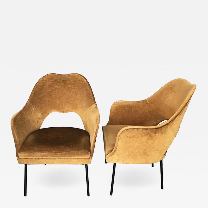 Cesare Lacca Pair of Sleek Italian 1950s Armchairs