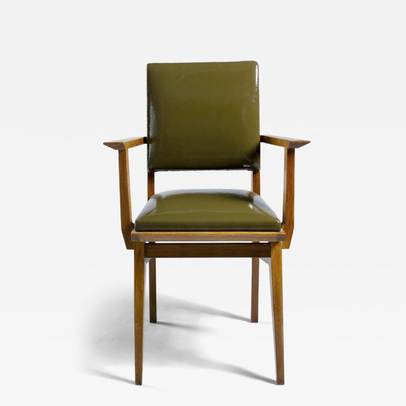 Chair armchair in natural oak in the style of Pierre Jeanneret France 1950s