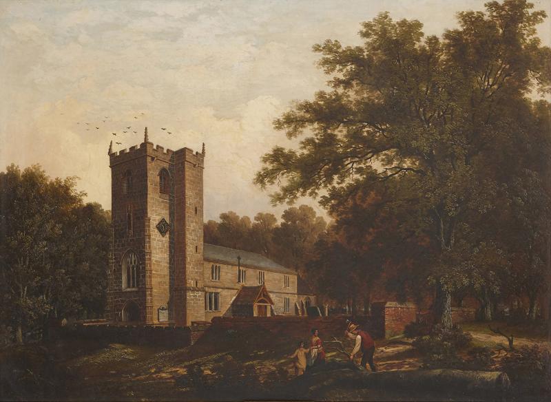 Chapel in the Woods oil on canvas painting by English School