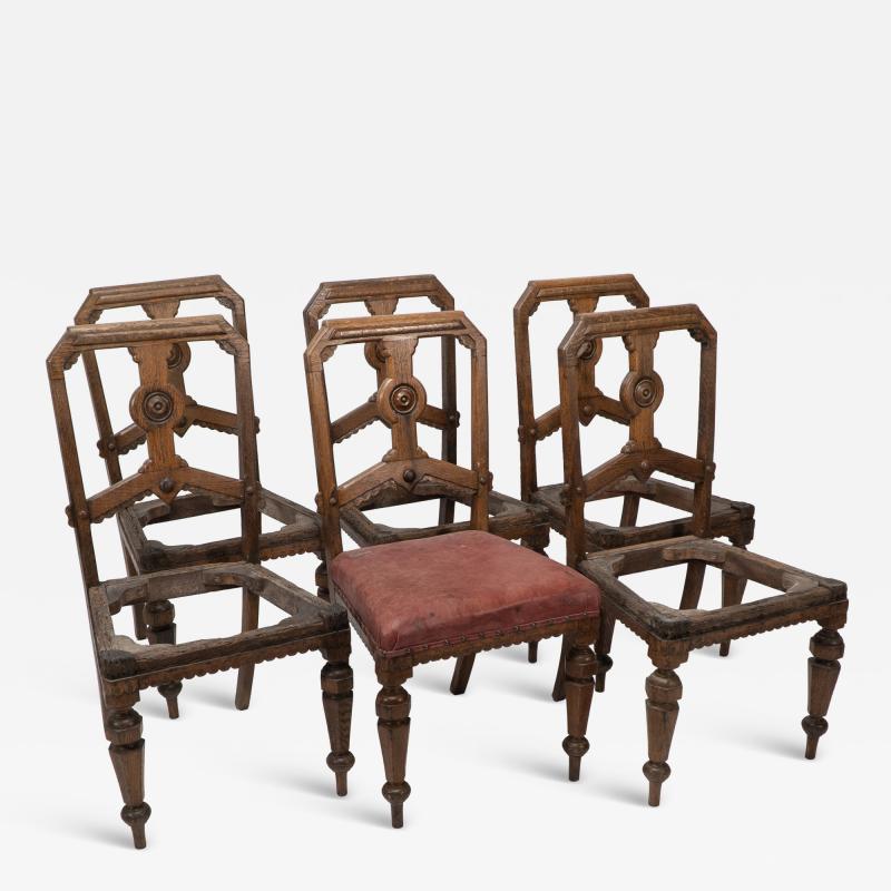 Charles Bevan Charles Bevan Gillows Attr a Set of Six Aesthetic Movement Oak Dining Chairs
