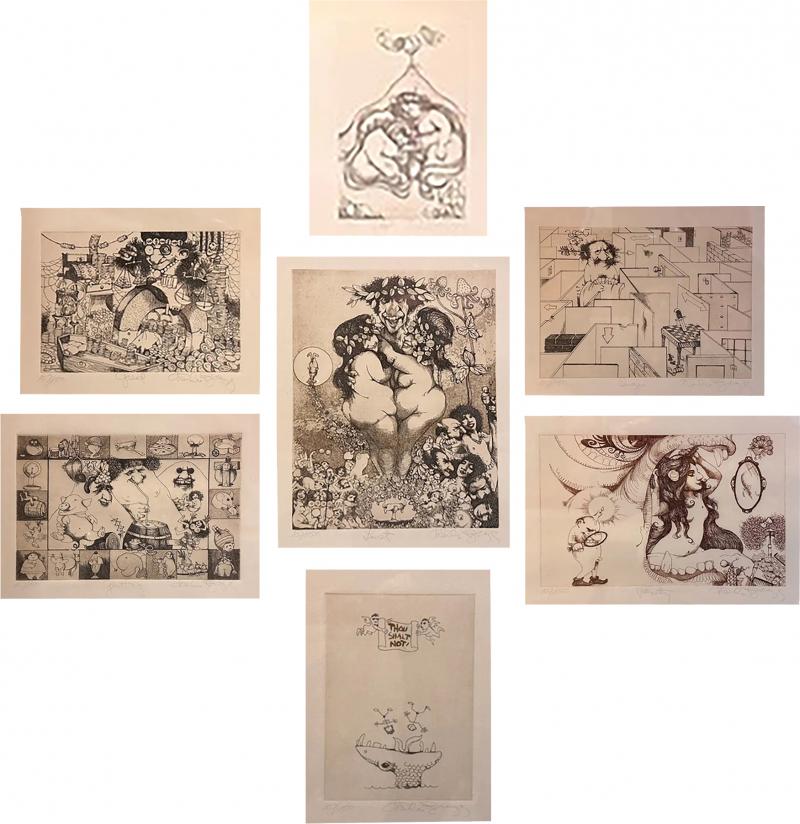 Charles Bragg Charles Bragg Seven Deadly Sins Surrealist Lithograph Set