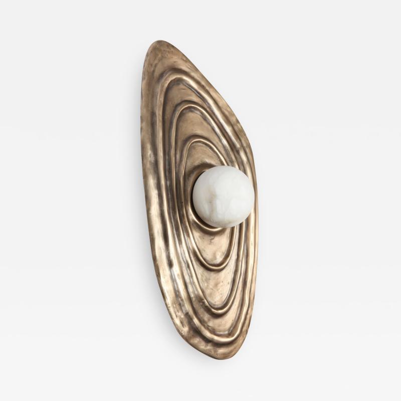 Charles Burnand Perla Wall Sconce in Cast Bronze with Alabaster Orb