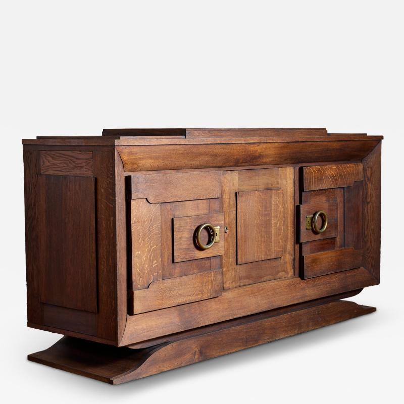 Charles Dudouyt 1940s French Oak Geometric Sideboard