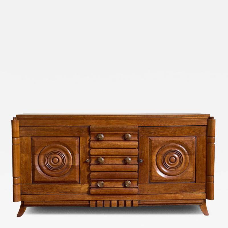 Charles Dudouyt 1940s French Oak Sideboard