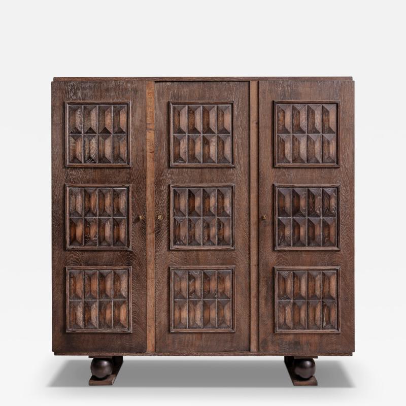 Charles Dudouyt Charles Dudouyt Cerused Oak Tall Cabinet