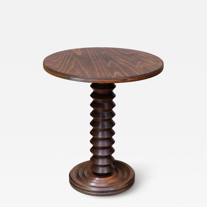 Charles Dudouyt Charles Dudouyt Round Side Table in Solid Oak Wood France Late 1940s