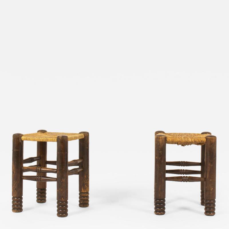 Charles Dudouyt Charles Dudouyt Stools in Oak and Straw c 1930s