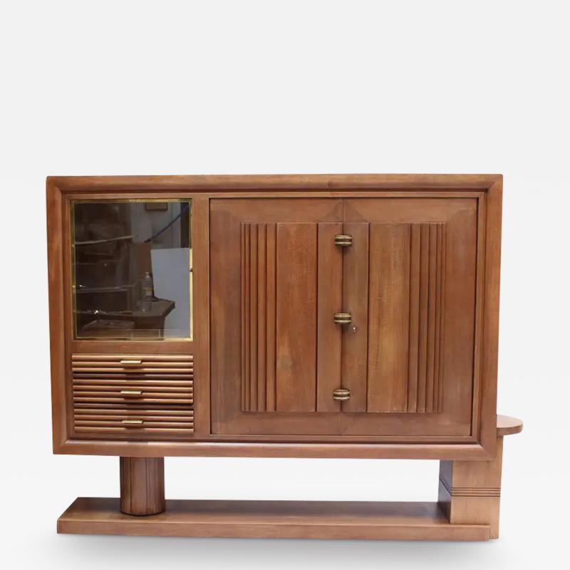 Charles Dudouyt Fine Large French 1930s Oak Cabinet by Dudouyt