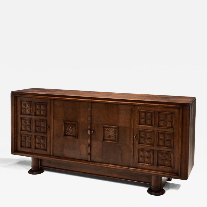 Charles Dudouyt Oak Sideboard in the manner of Charles Dudouyt France 1940s