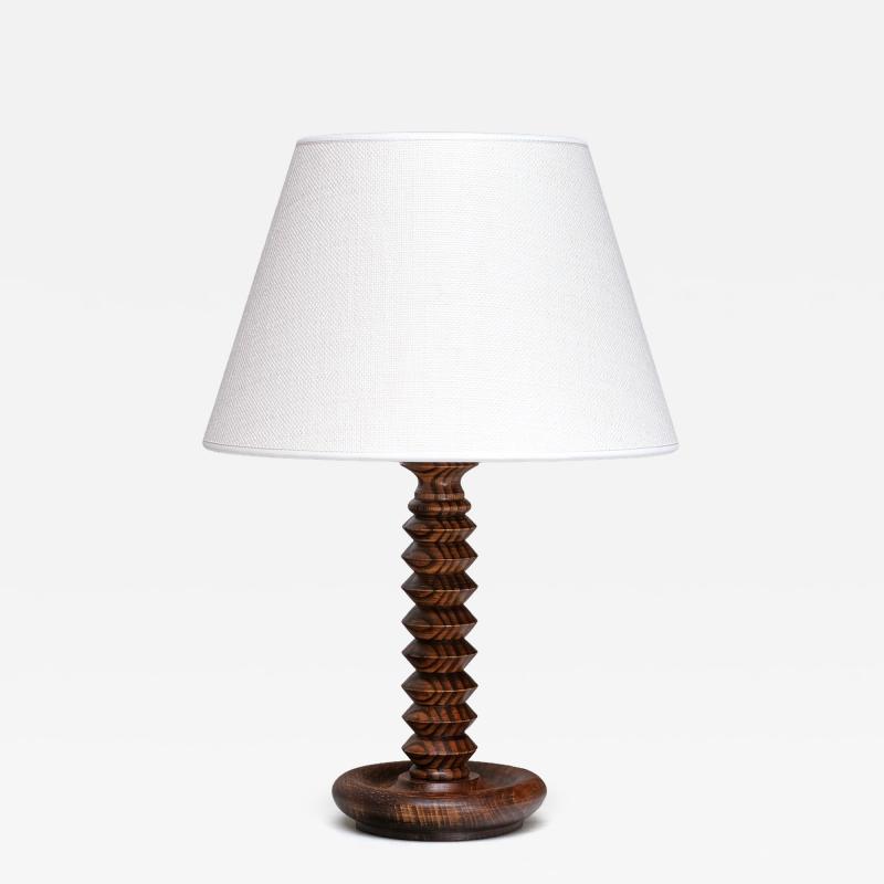 Charles Dudouyt Sculptural Charles Dudouyt Attributed Table Lamp in Ash Wood France 1950s