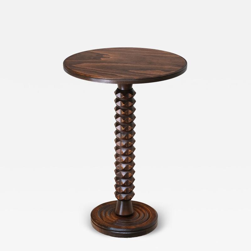 Charles Dudouyt Sculptural Charles Dudouyt Round Side Table in Beech Wood France 1950s
