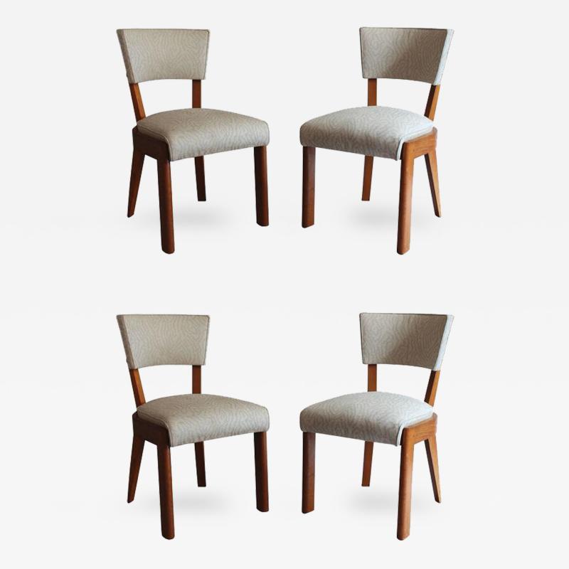 Charles Dudouyt Set of Four Fine French Art Deco Oak Chairs by Charles Dudouyt