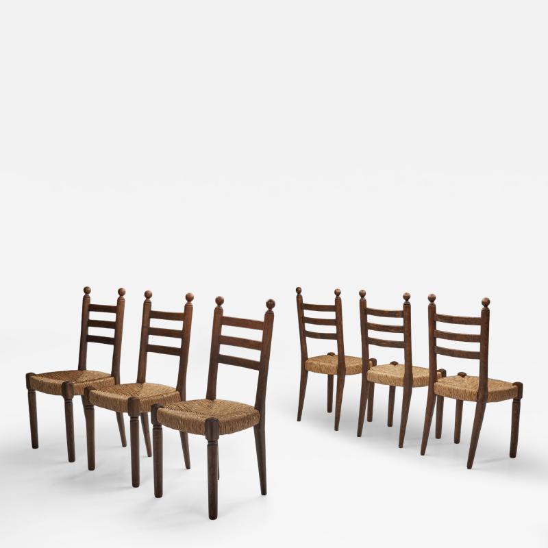 Charles Dudouyt Set of Six Dining Chairs in the manner of Charles Dudouyt France Mid 20th C