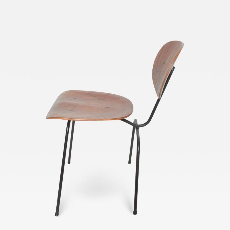Charles Eames Floating Bent Plywood Chair on Curved Black Iron Frame Modern Eames Style 1950s