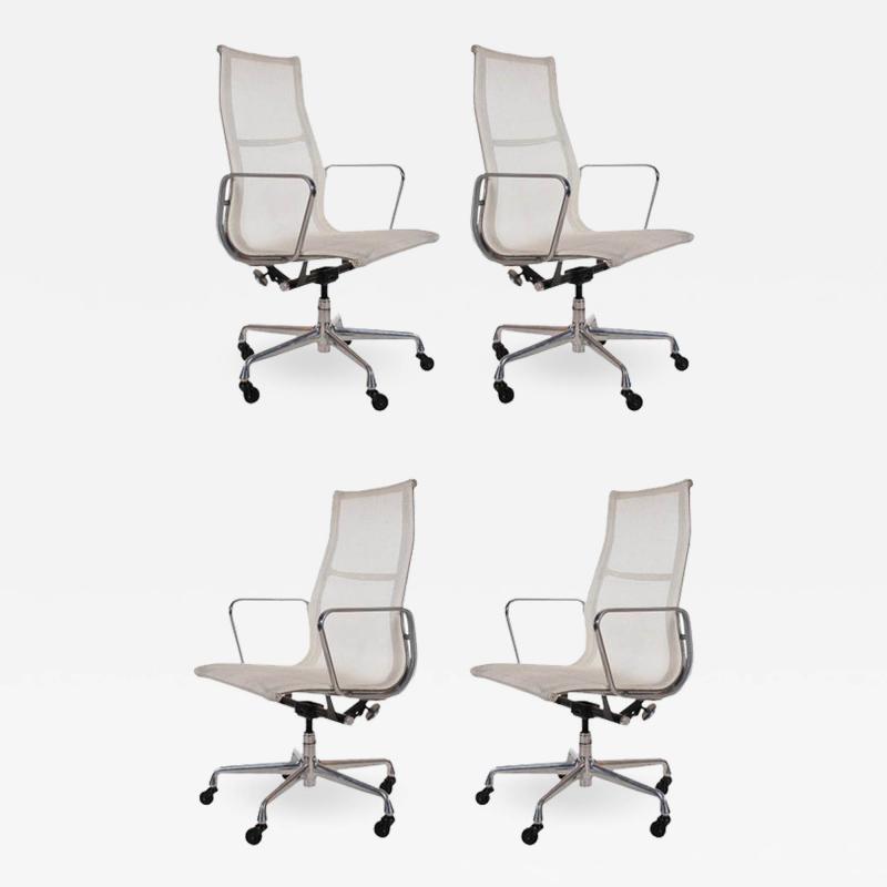 Charles Eames Set of Four Charles Eames for Herman Miller White Conference Room Office Chairs