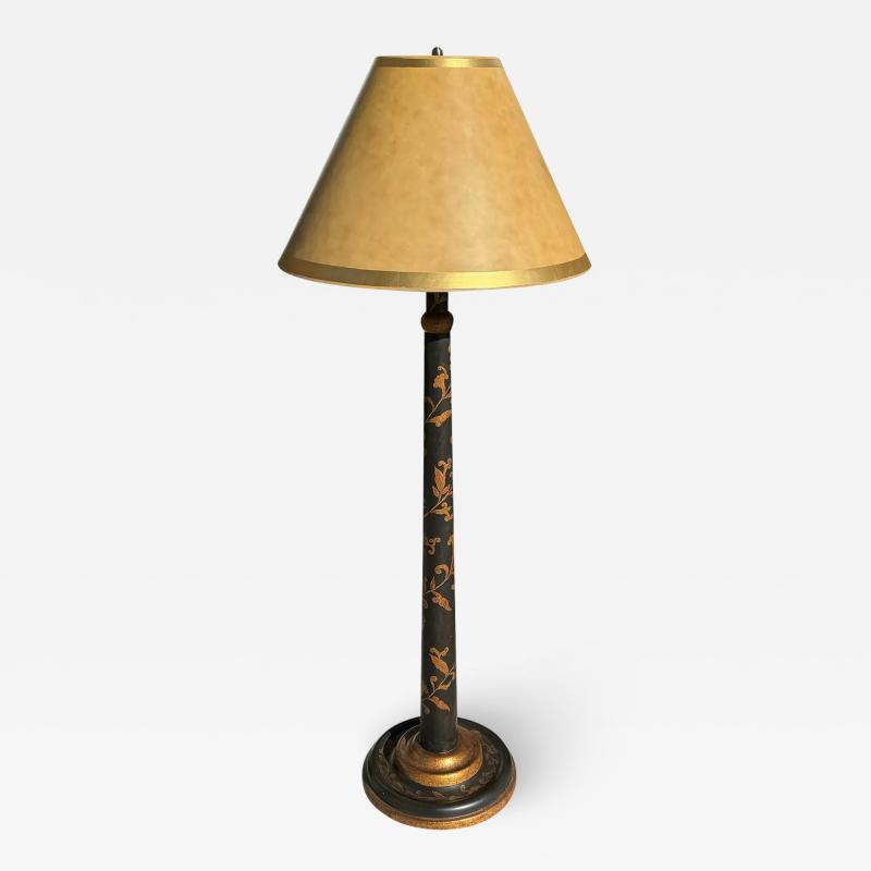 Charles Fradin Chinoiserie Black Gold Floor Lamp