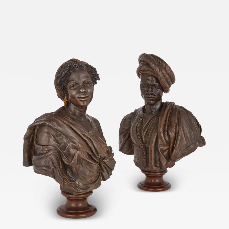 Charles Henri Joseph Cordier Pair of Orientalist bronze busts by Cordier 1861