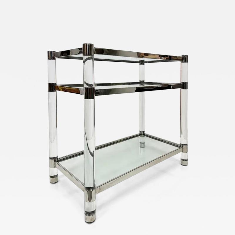 Charles Hollis Jones 1980s Charles Hollis Jones Style Lucite and Chrome Dry Bar Server Table