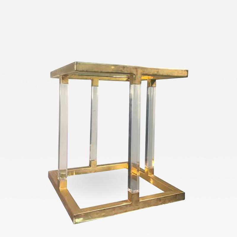 Charles Hollis Jones Amazing Lucite and Brass Accent or Side Table by Charles Hollis Jones