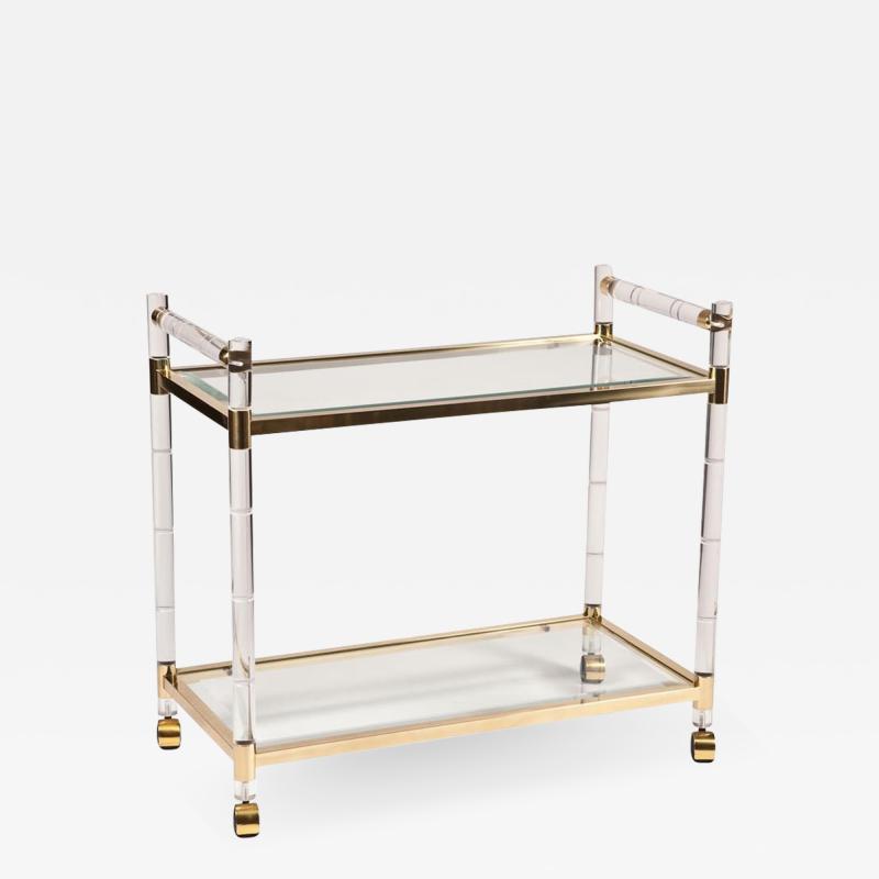 Charles Hollis Jones Brass Lucite Bar Cart