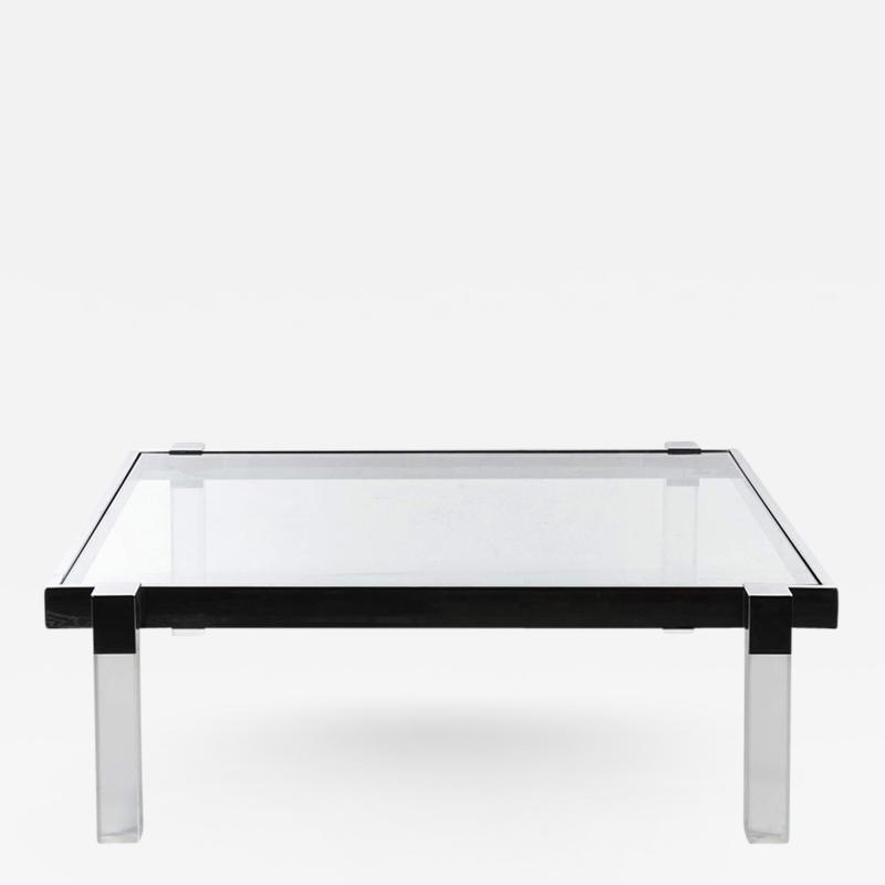 Charles Hollis Jones Charles Hollis Jones Box Line Coffee Table in Lucite and Polished Nickel