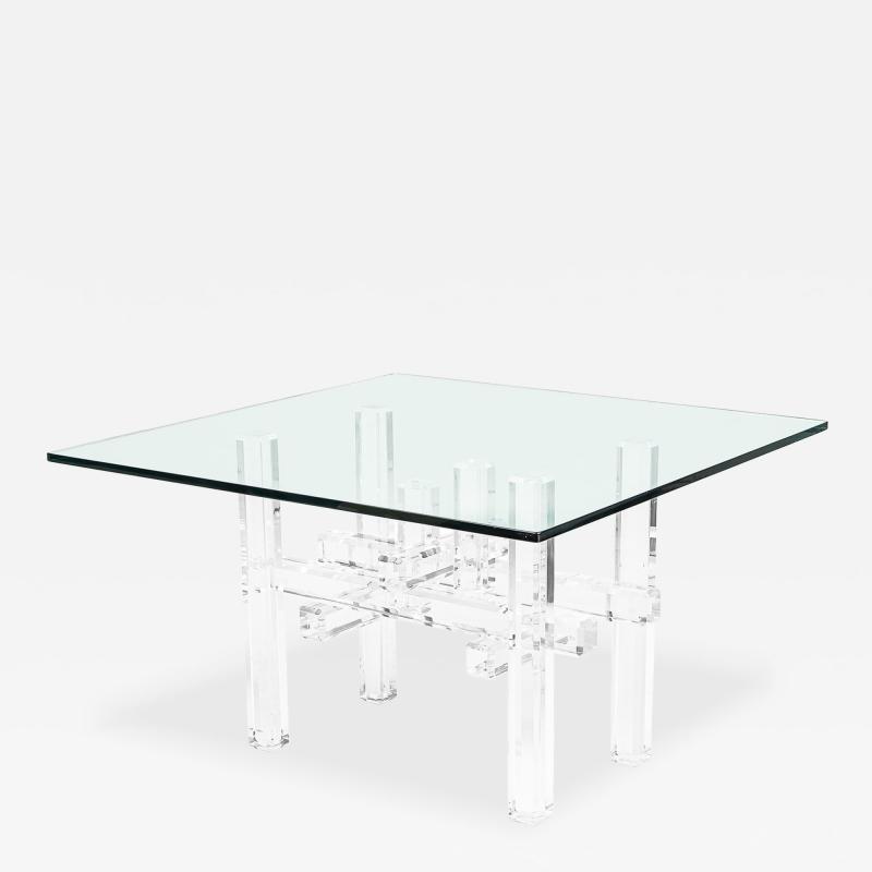 Charles Hollis Jones Charles Hollis Jones Contemporary American Clear Lucite Dining Table Base