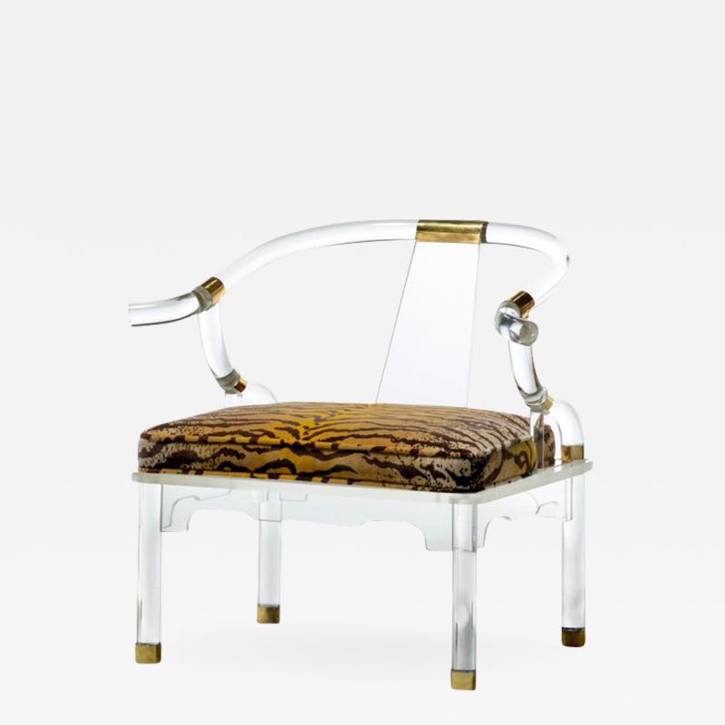 Charles Hollis Jones Charles Hollis Jones Lucite Chinese Ming Chair with Italian Silk Tiger Velvet