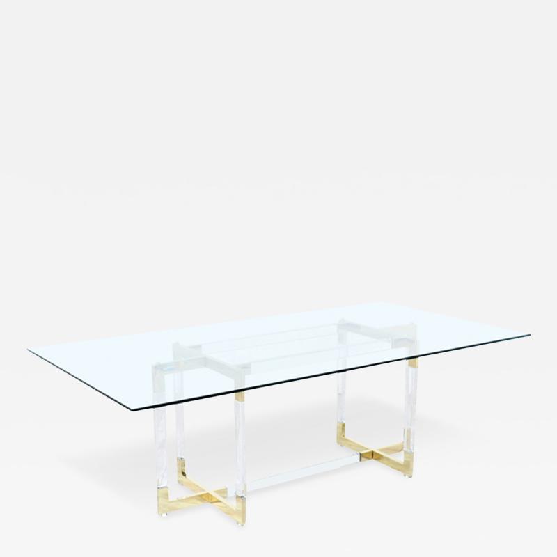 Charles Hollis Jones Charles Hollis Jones Metric Lucite Brass Dining Table