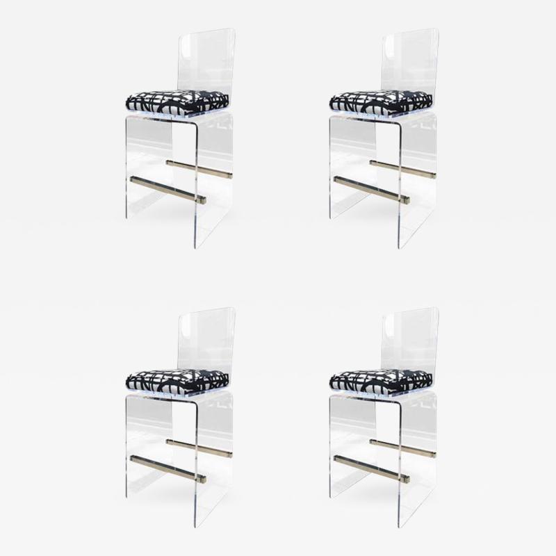 Charles Hollis Jones Charles Hollis Jones Waterfall Counter Stools in Lucite and Stainless Steel