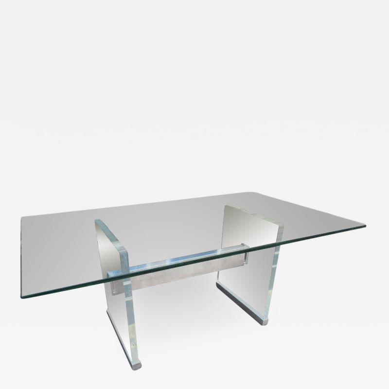 Charles Hollis Jones Chunky Thick Lucite Aluminium Dining Room Table Desk Mid Century Modern
