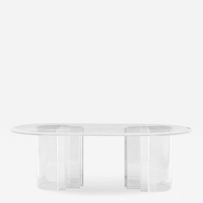 Charles Hollis Jones Double Pedestal Lucite Dining Table by Charles Hollis Jones Blade Line