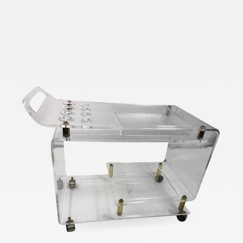 Charles Hollis Jones LUCITE AND BRASS BAR CART IN THE MANNER OF CHARLES HOLLIS JONES
