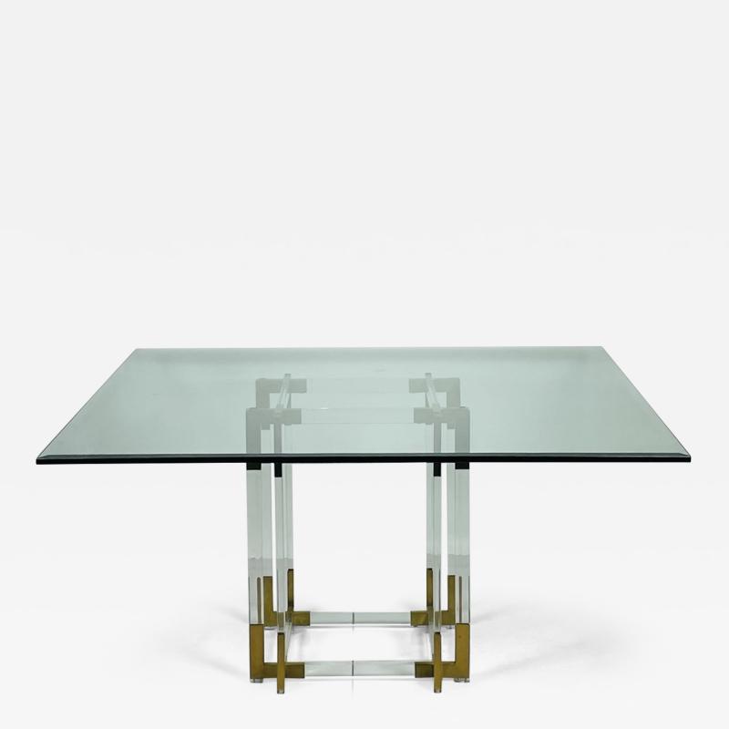 Charles Hollis Jones Lucite Brass Dining Table by Charles Hollis Jones USA 1960s