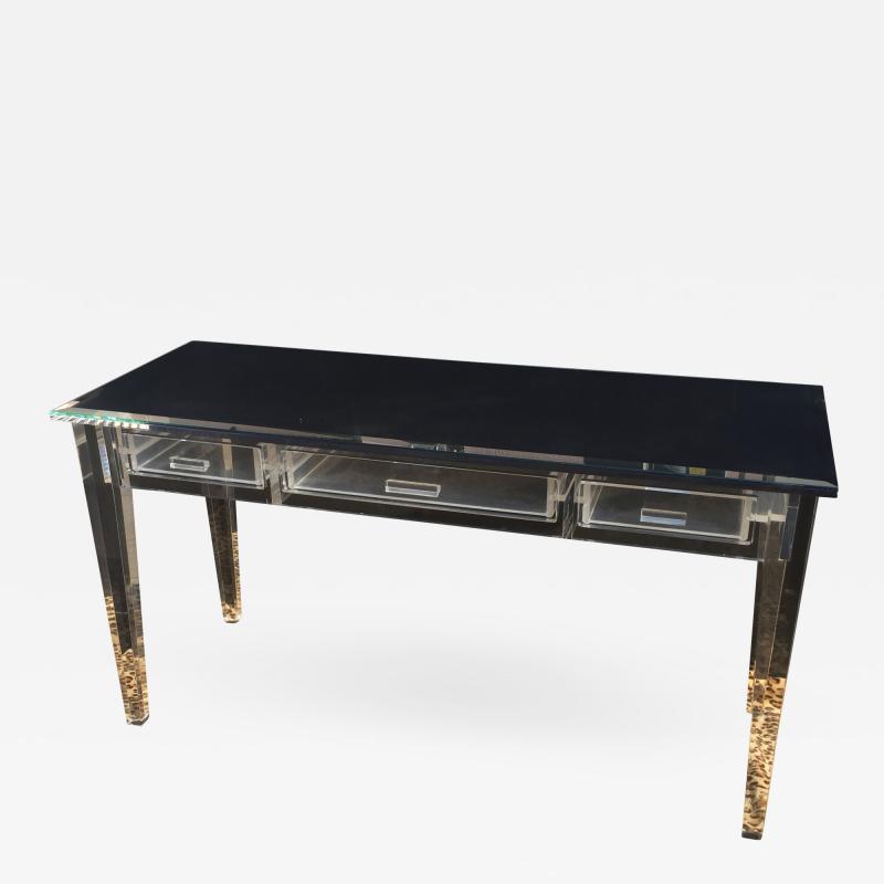 Charles Hollis Jones Lucite Desk with Mirror Top