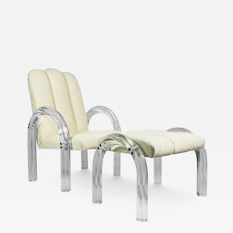 Charles Hollis Jones Lucite Lounge Chair Ottoman by Charles Hollis Jones Waterfall Collection