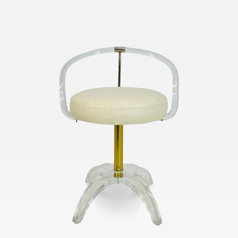 Charles Hollis Jones Lucite and Brass Vanity Swivel Chair by Charles Hollis Jones USA 1960s